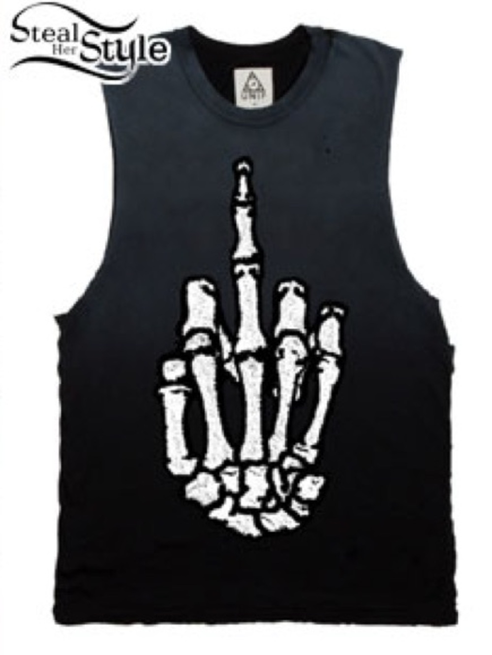 UNIF Middle Finger Muscle Tank Charcoal Gray Tee size small